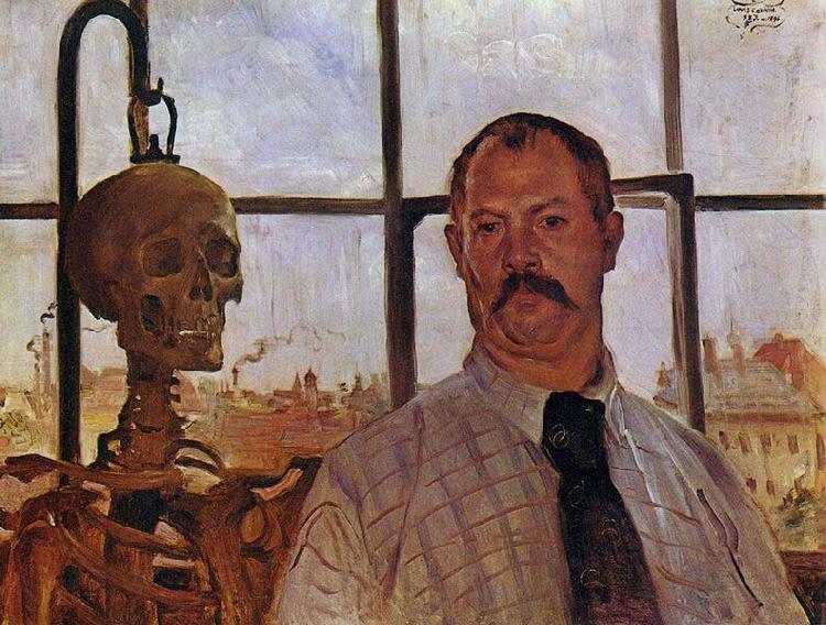 Lovis Corinth Self-portrait with Skeleton Norge oil painting art